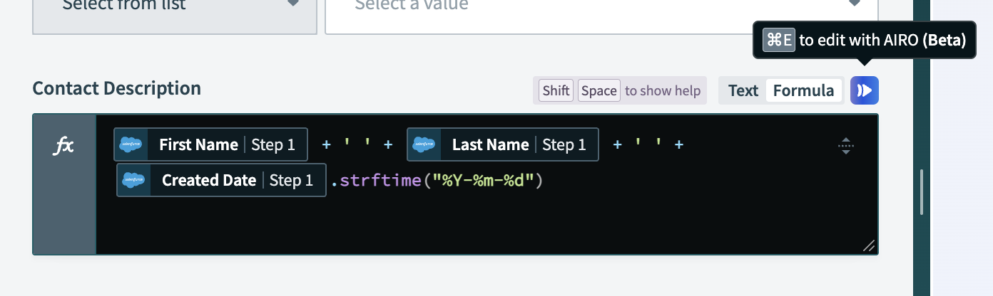 Activate AIRO for field editing
