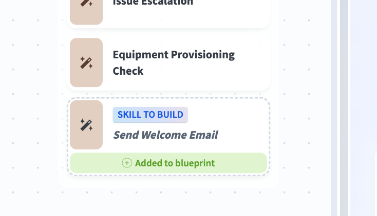 New skill added to the blueprint, marked Skill to build and Added to blueprint