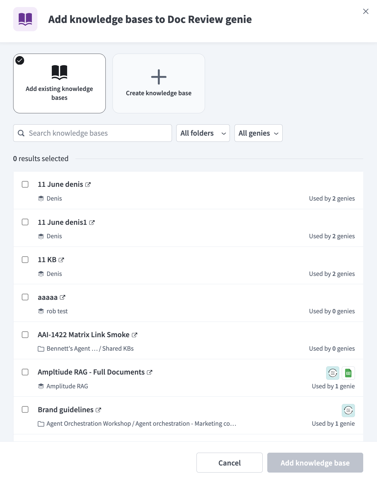 Create a knowledge base
