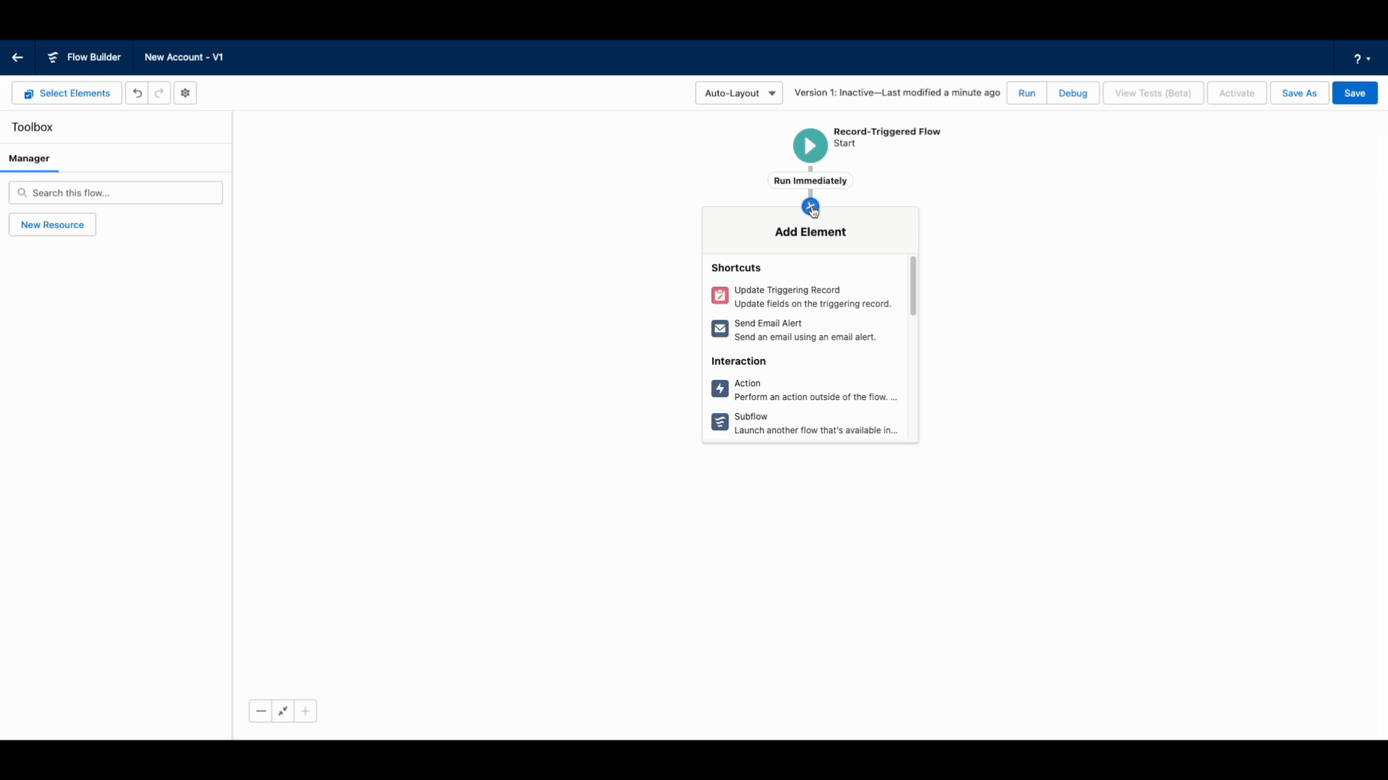 Salesforceフローにアウトバウンドメッセージをアクションとして追加します