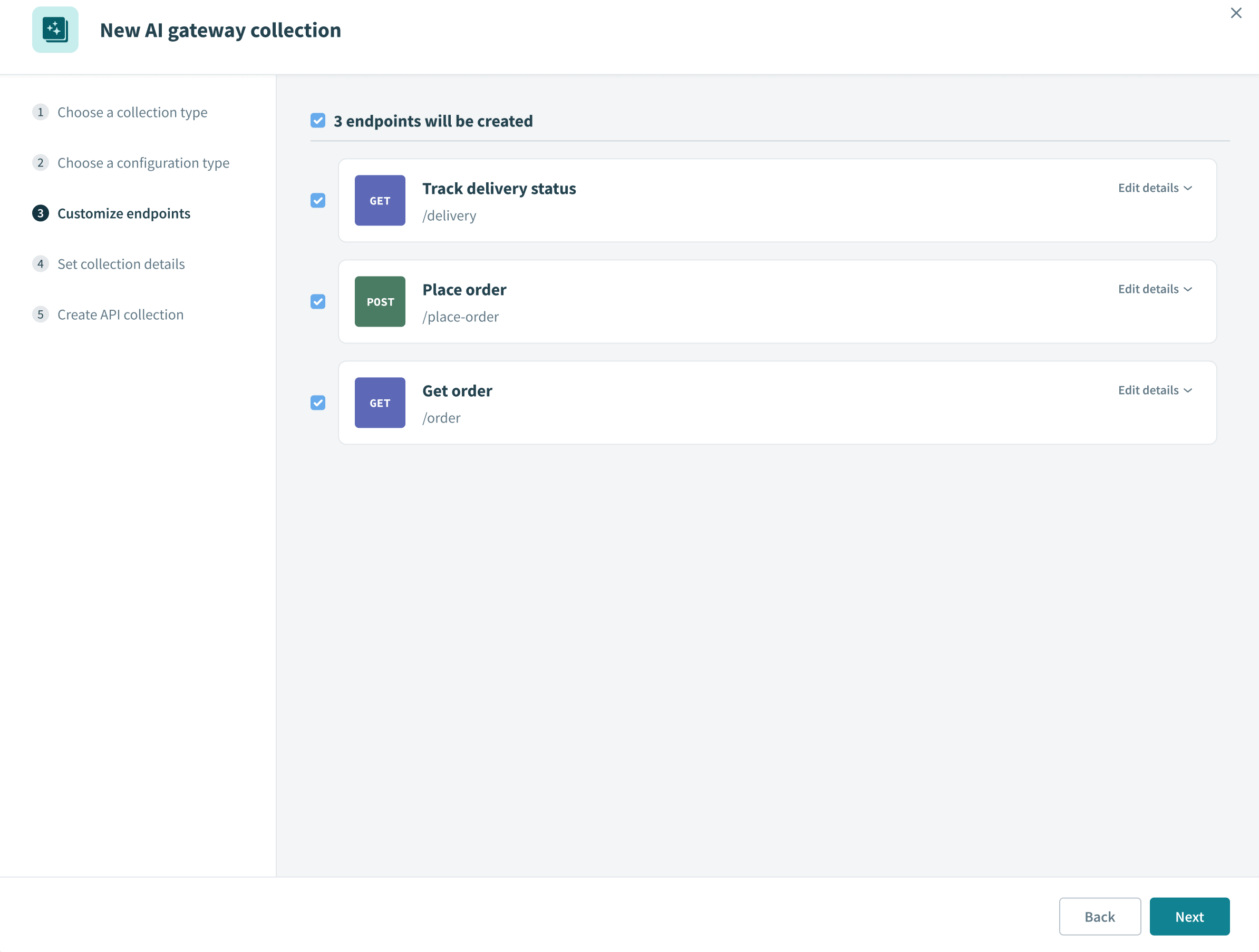 Customize AI gateway collection endpoints