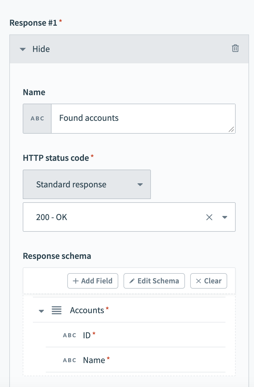 Response schema