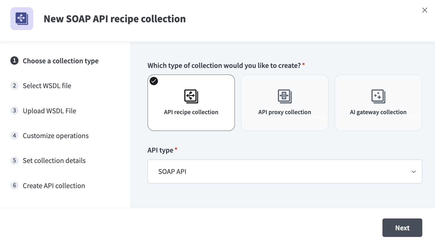 Select API recipe collection