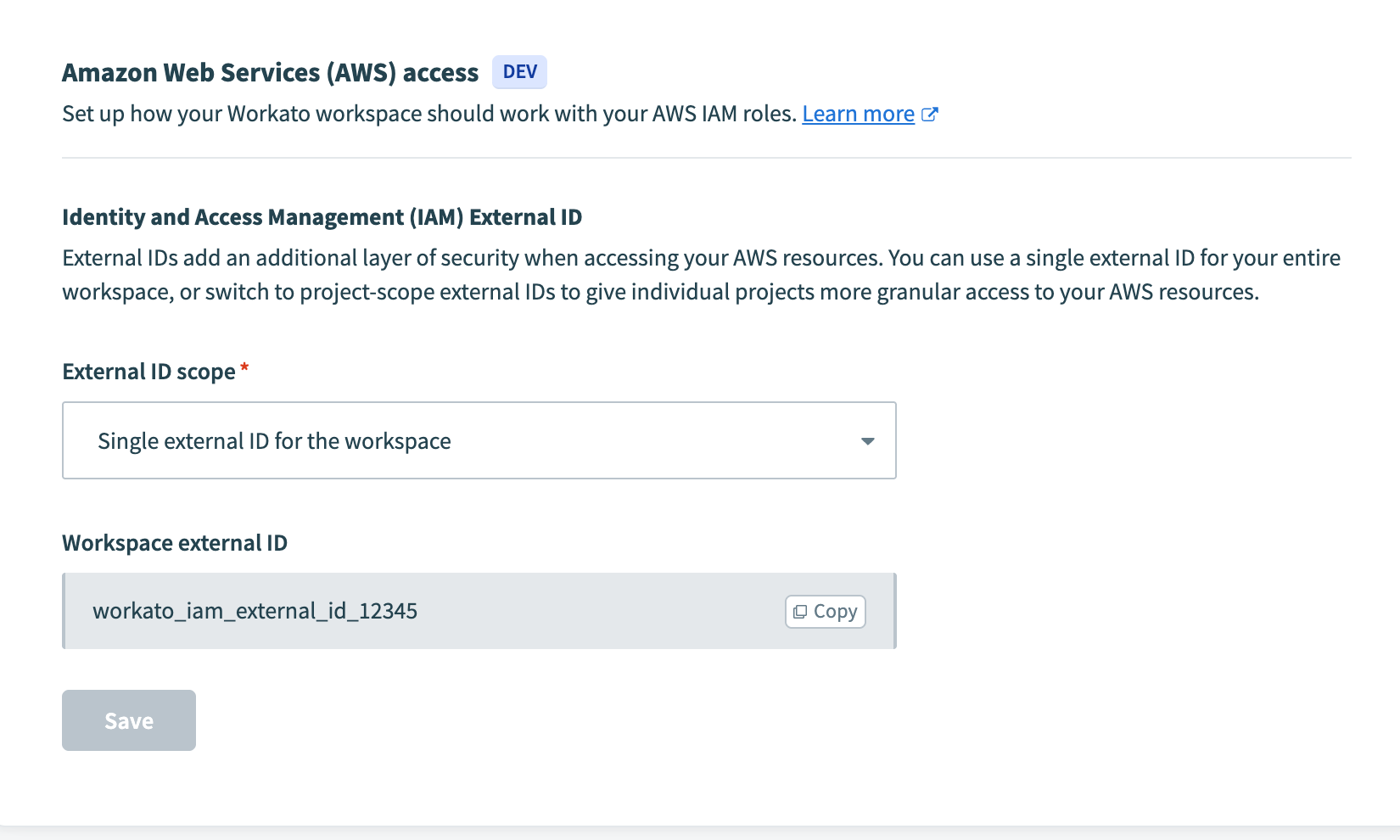 AWS IAM settings