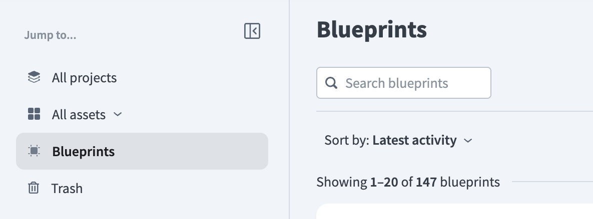 Access blueprints at the workspace level