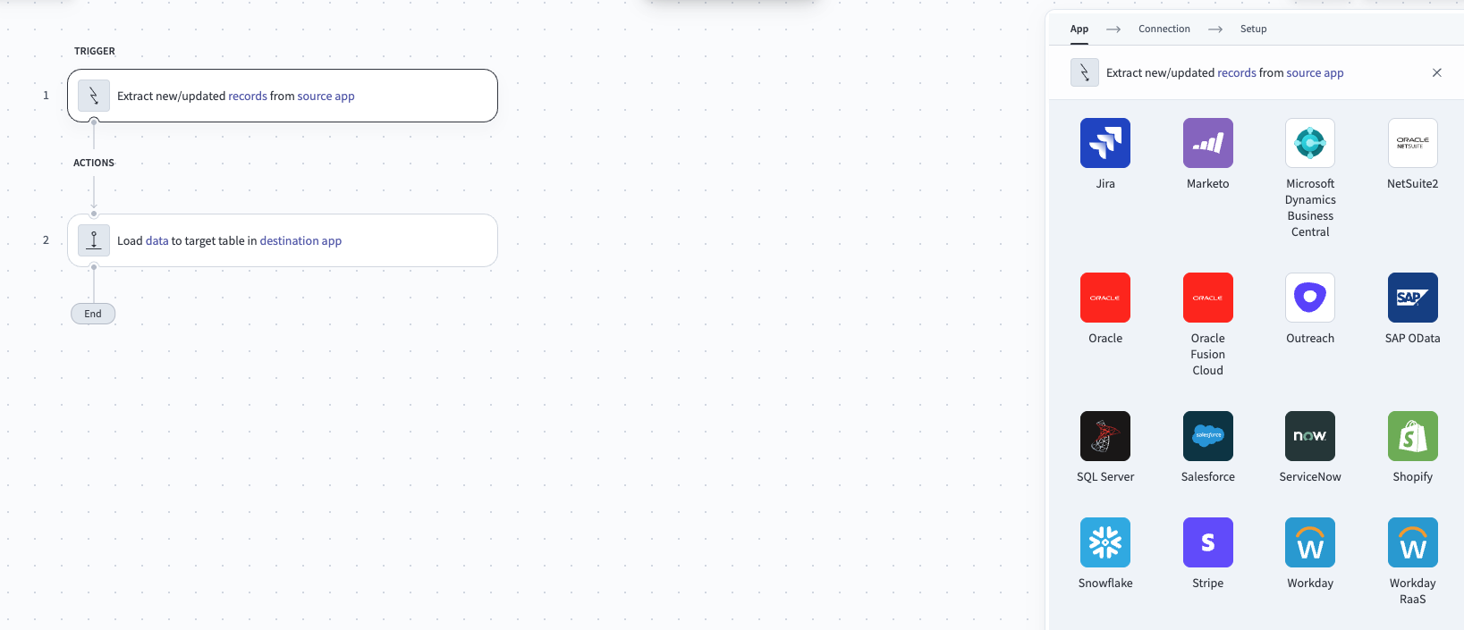Configure the Extract new/updated records from source app trigger