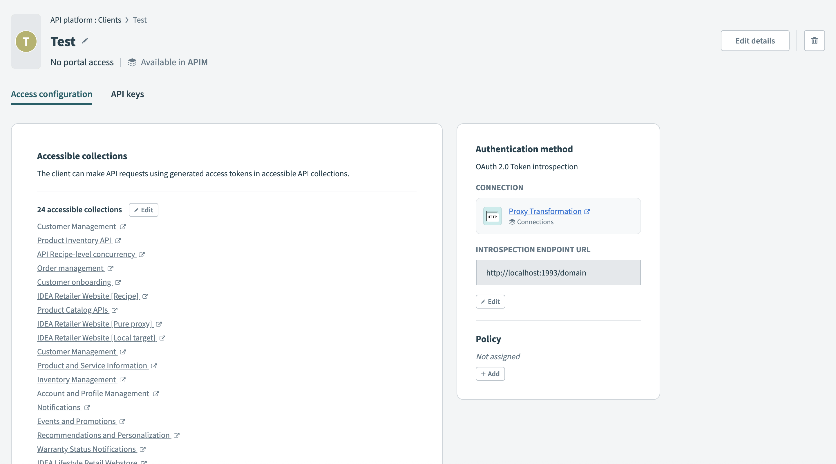 Client details page