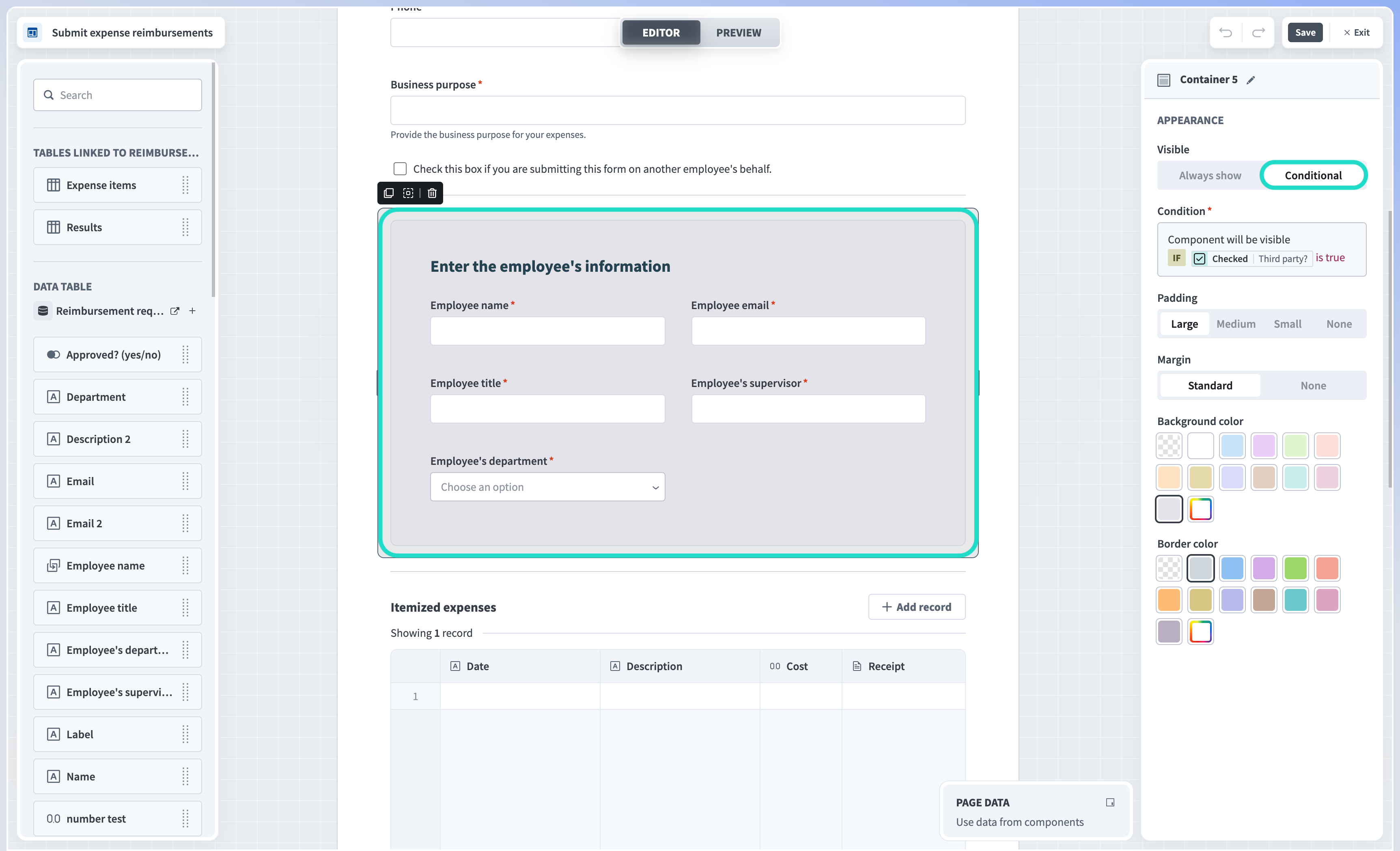 Set visibility to conditional