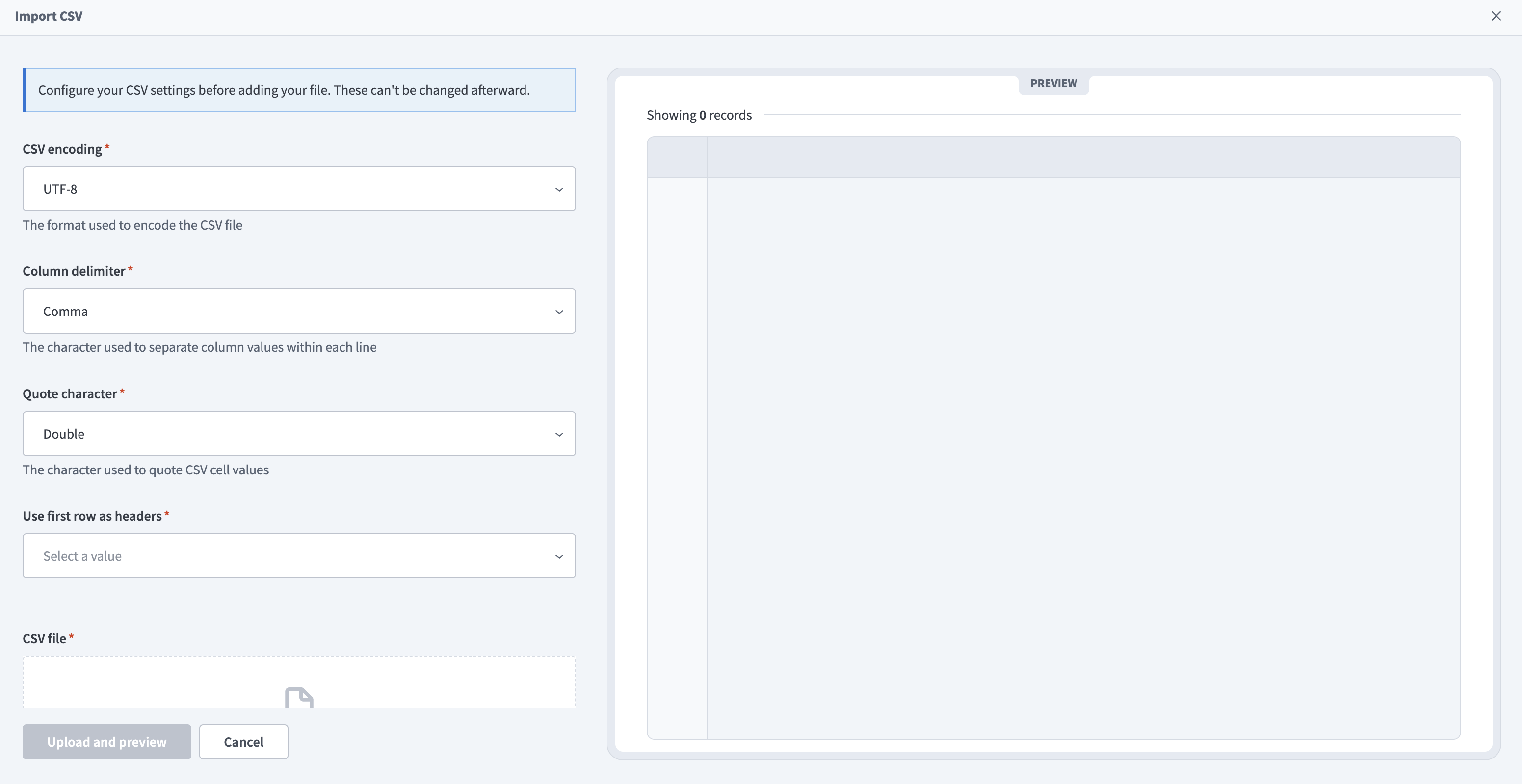 Configure CSV settings