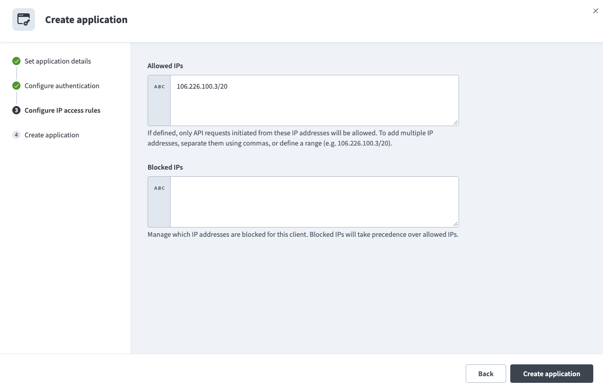 Configure IP access rules