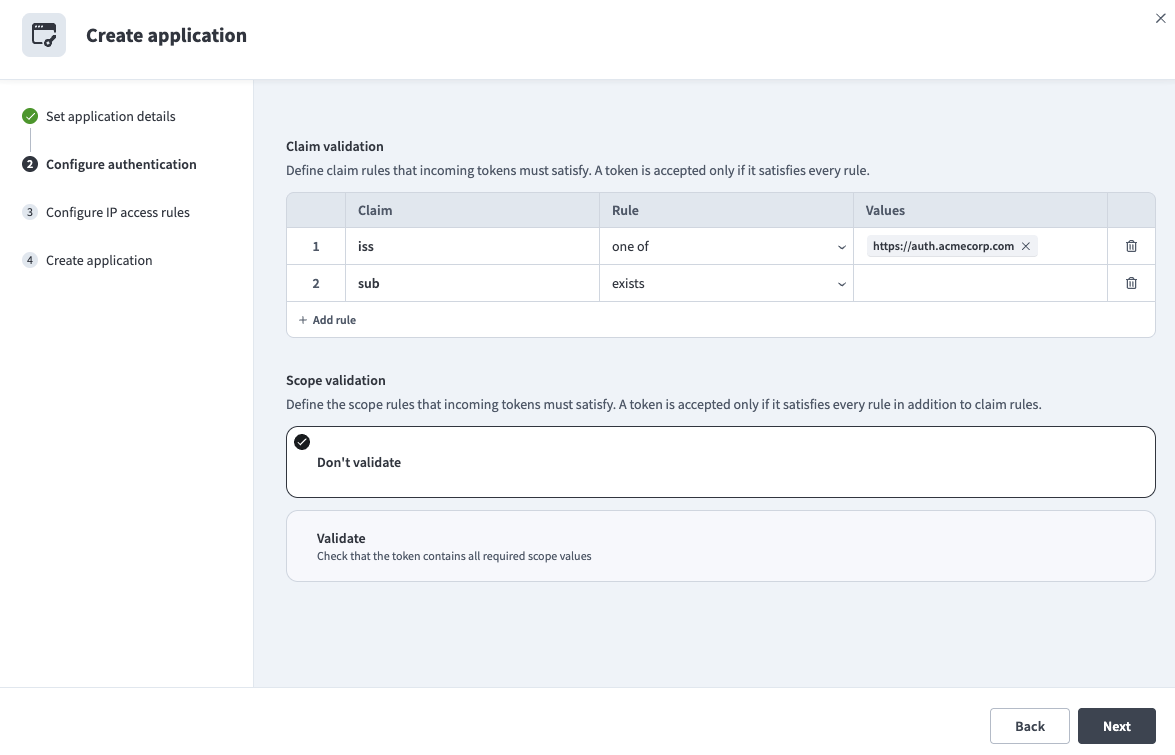 Configure claim validation rules