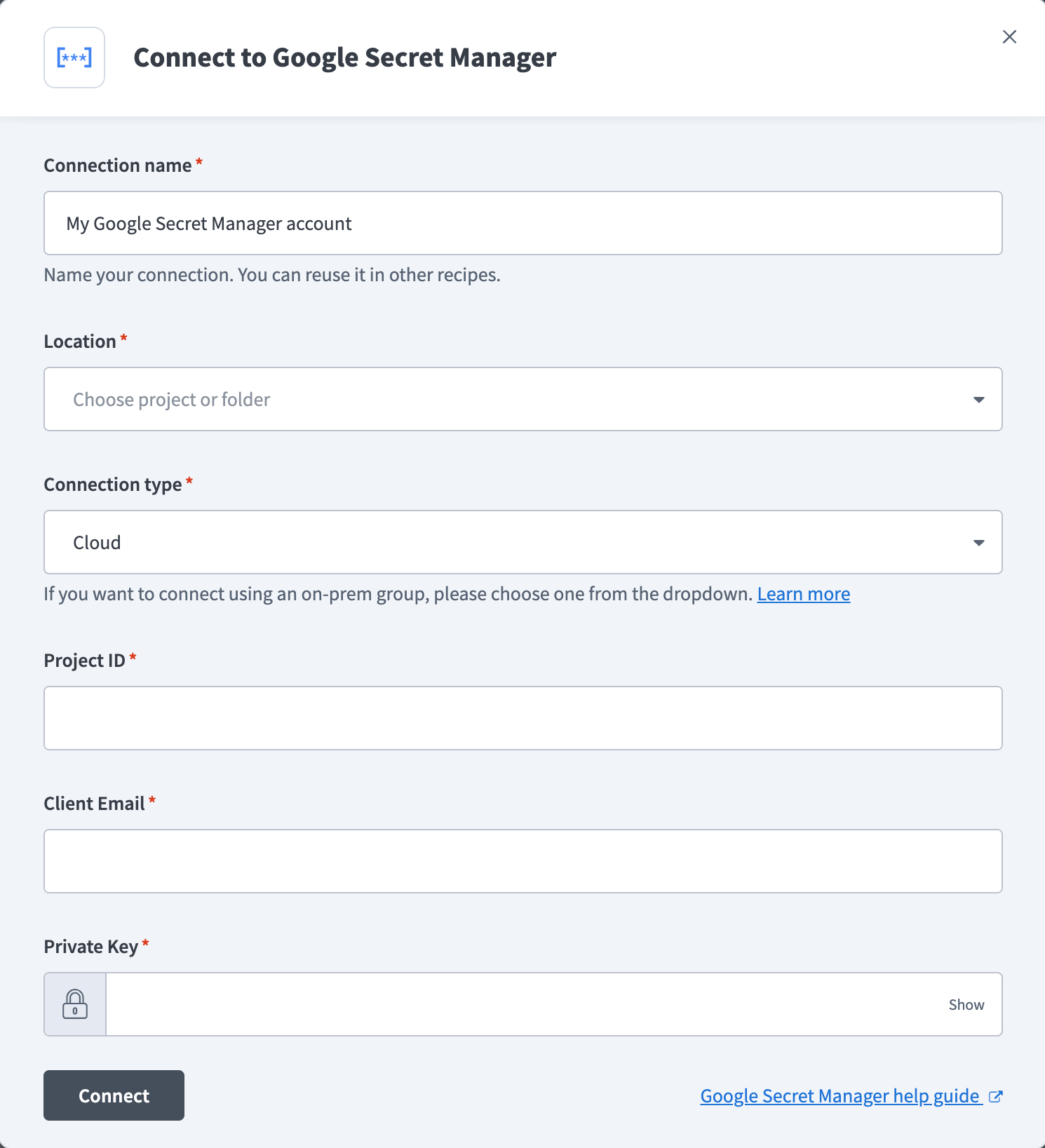 Connect to Google Secret Manager