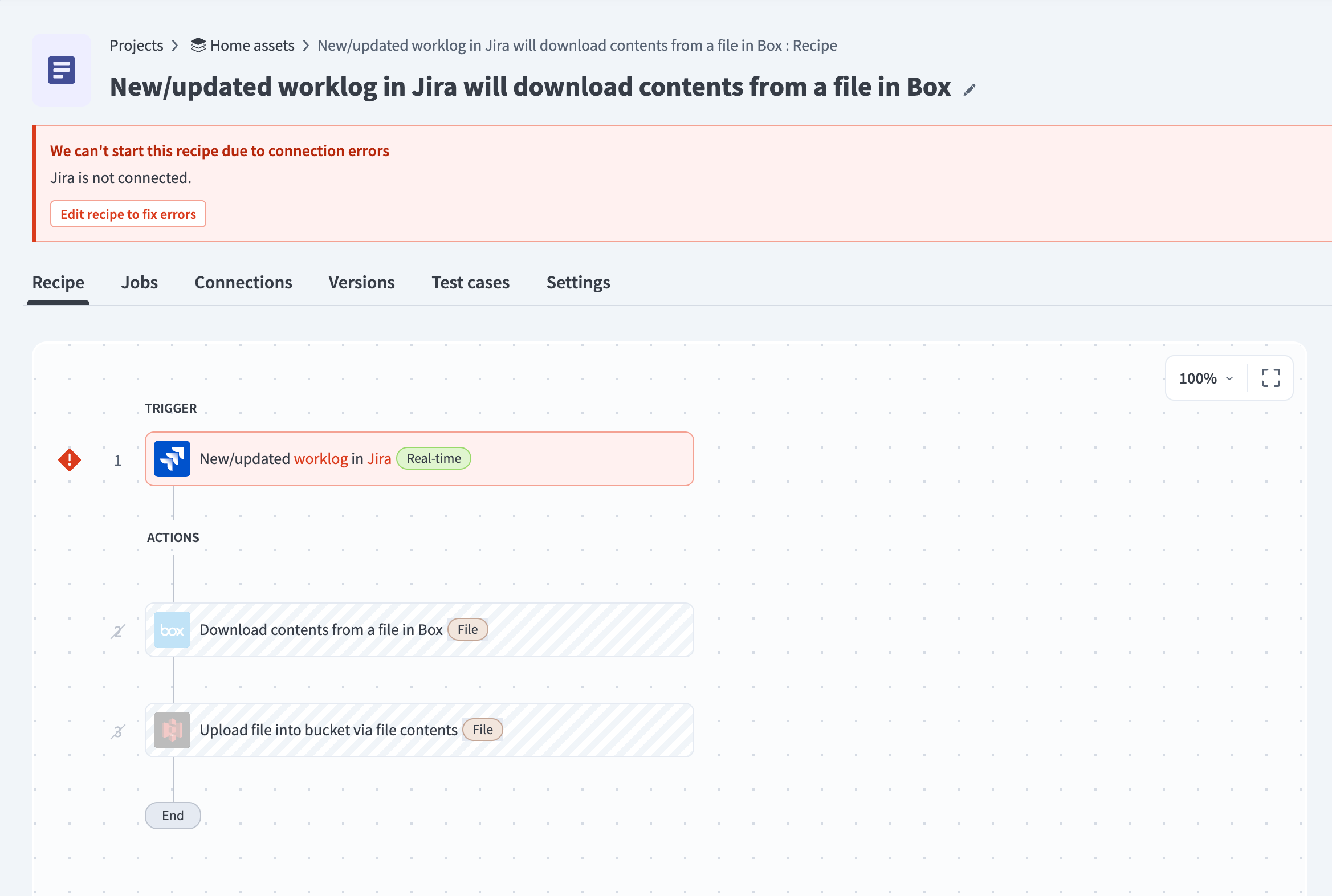 Design-time errors for app connection errors