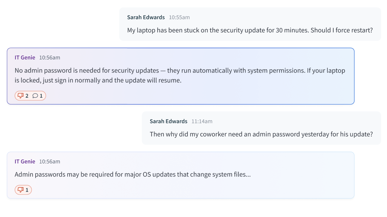 User feedback tab