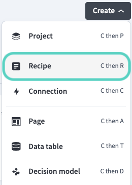 Create a new recipe