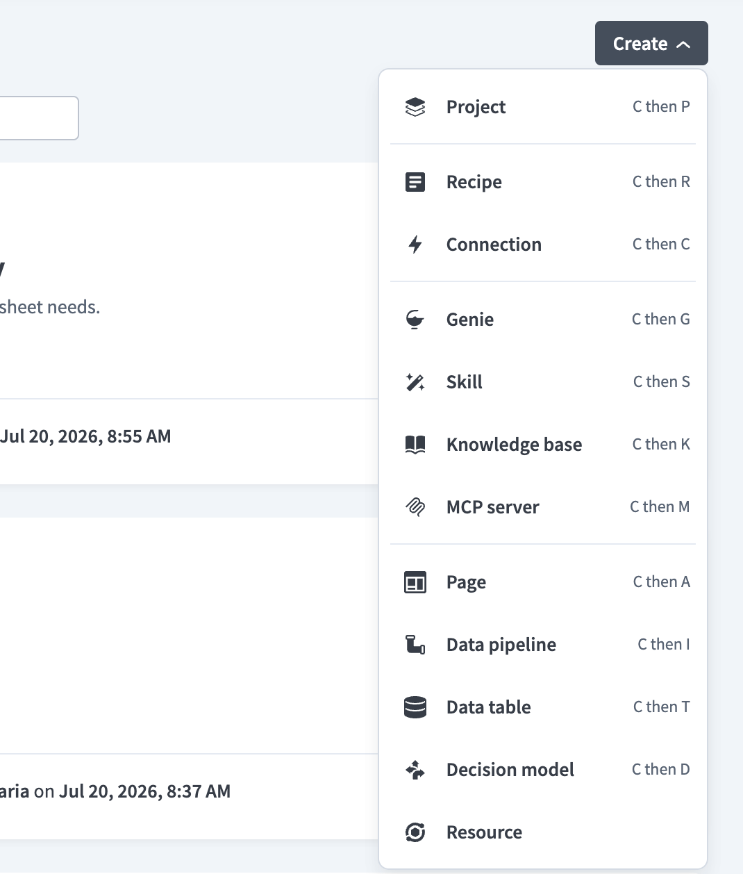 Click Create > Resource