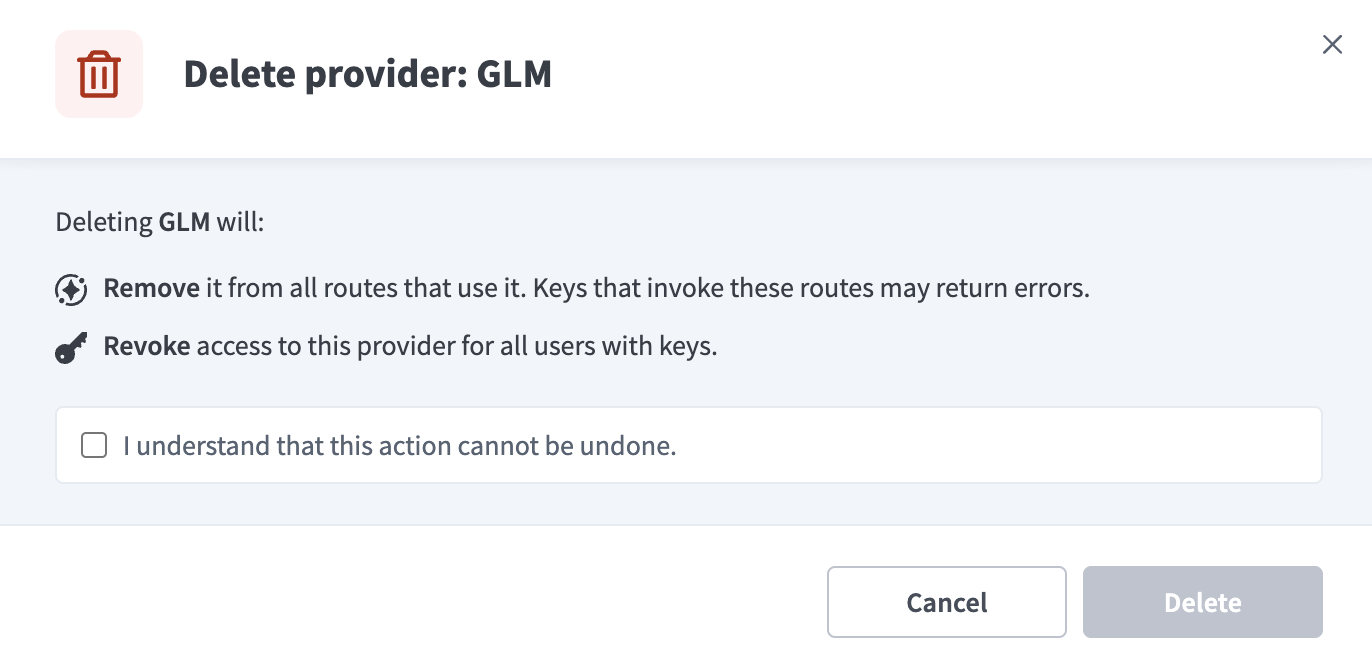Delete a provider