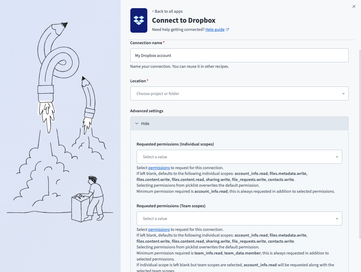 Dropbox connection