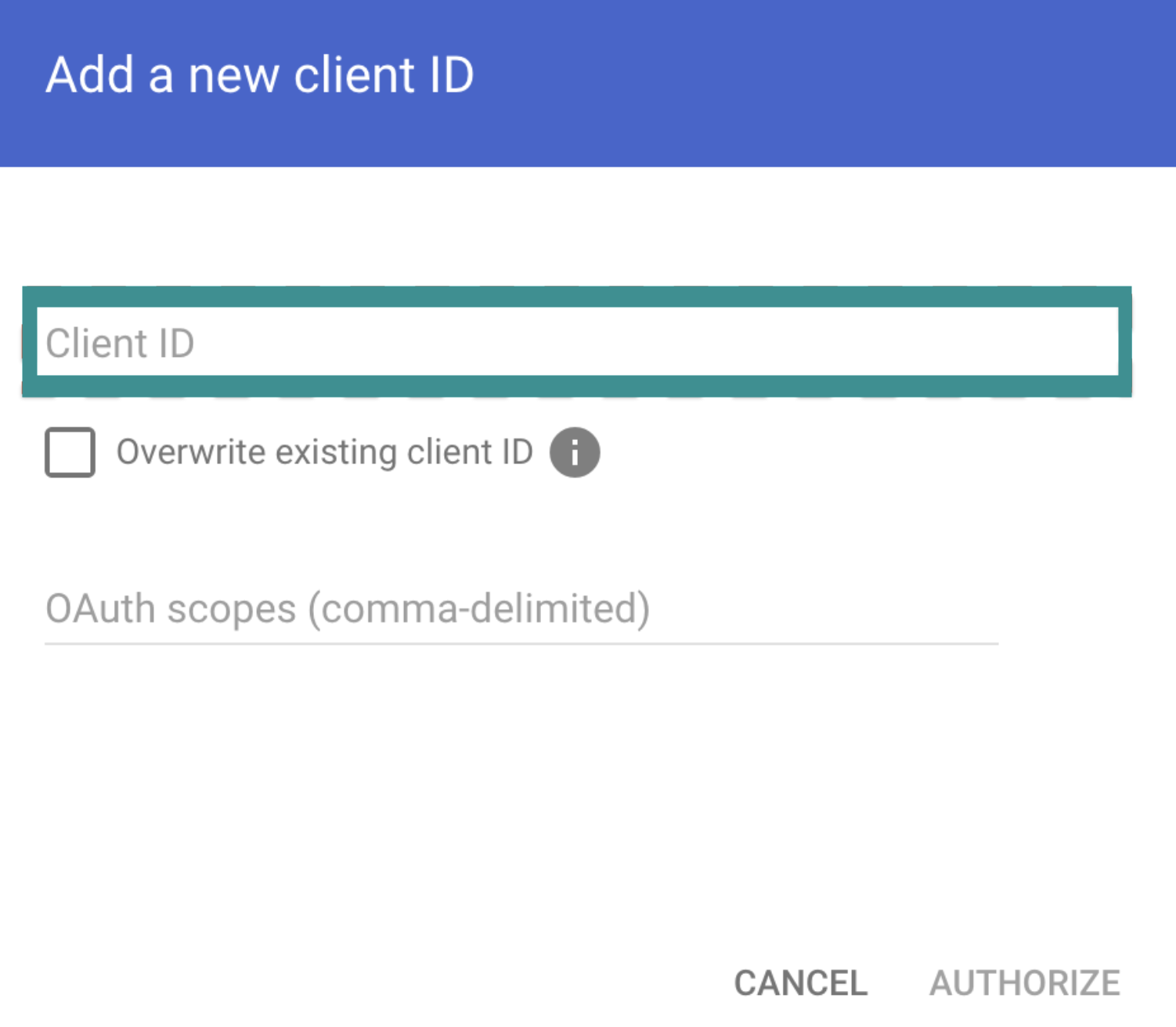Enter the Client ID