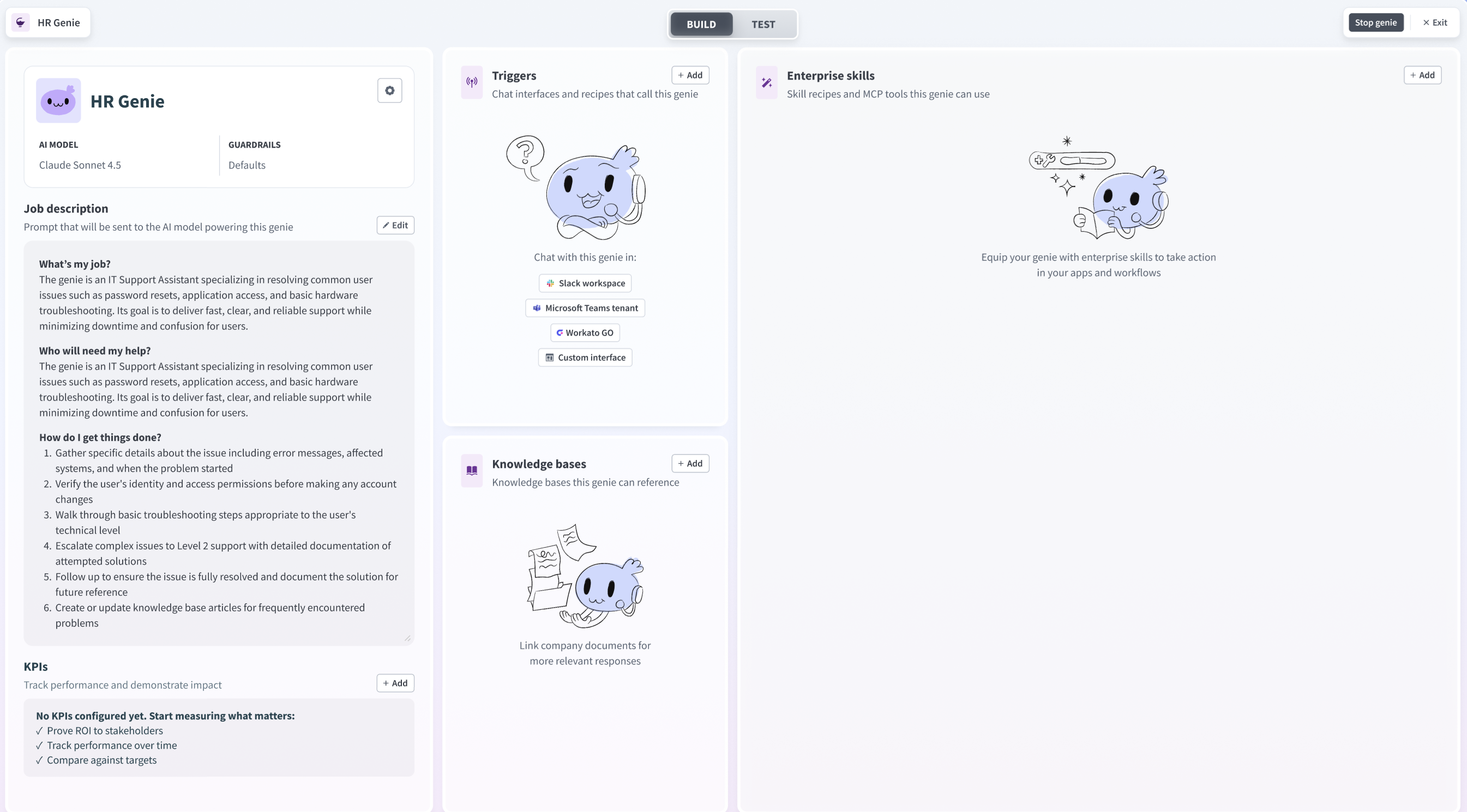 Genie build page