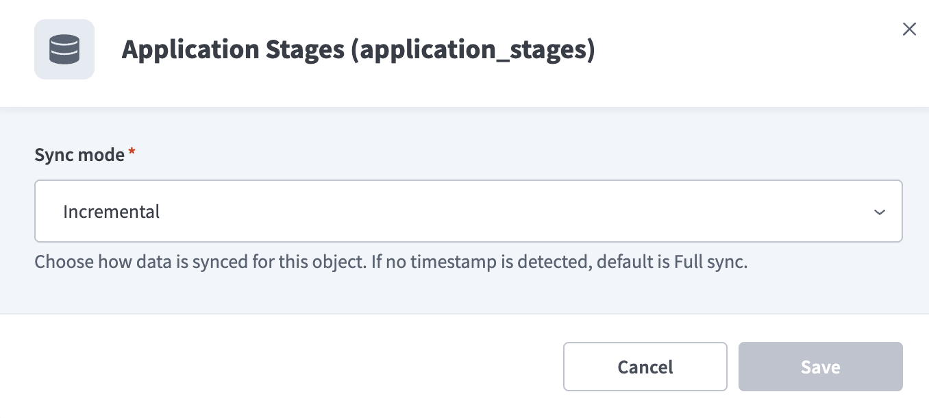 Configure the sync mode for an object