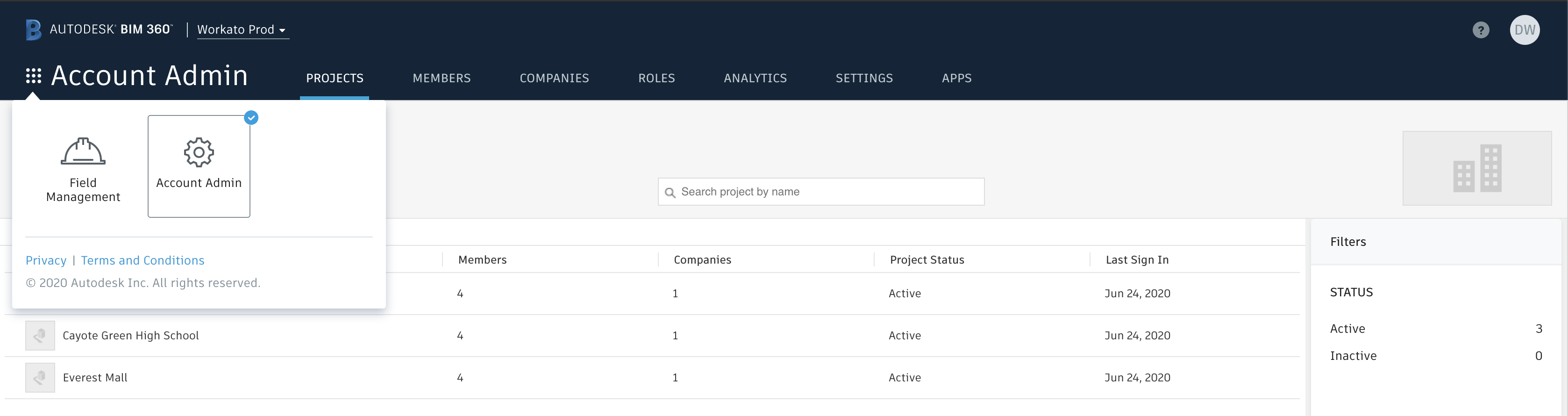 Account admin navigation