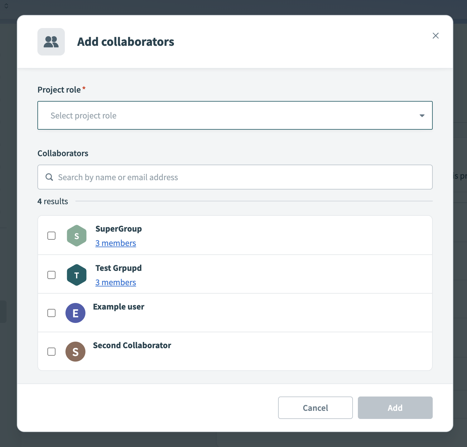 Add collaborators to project
