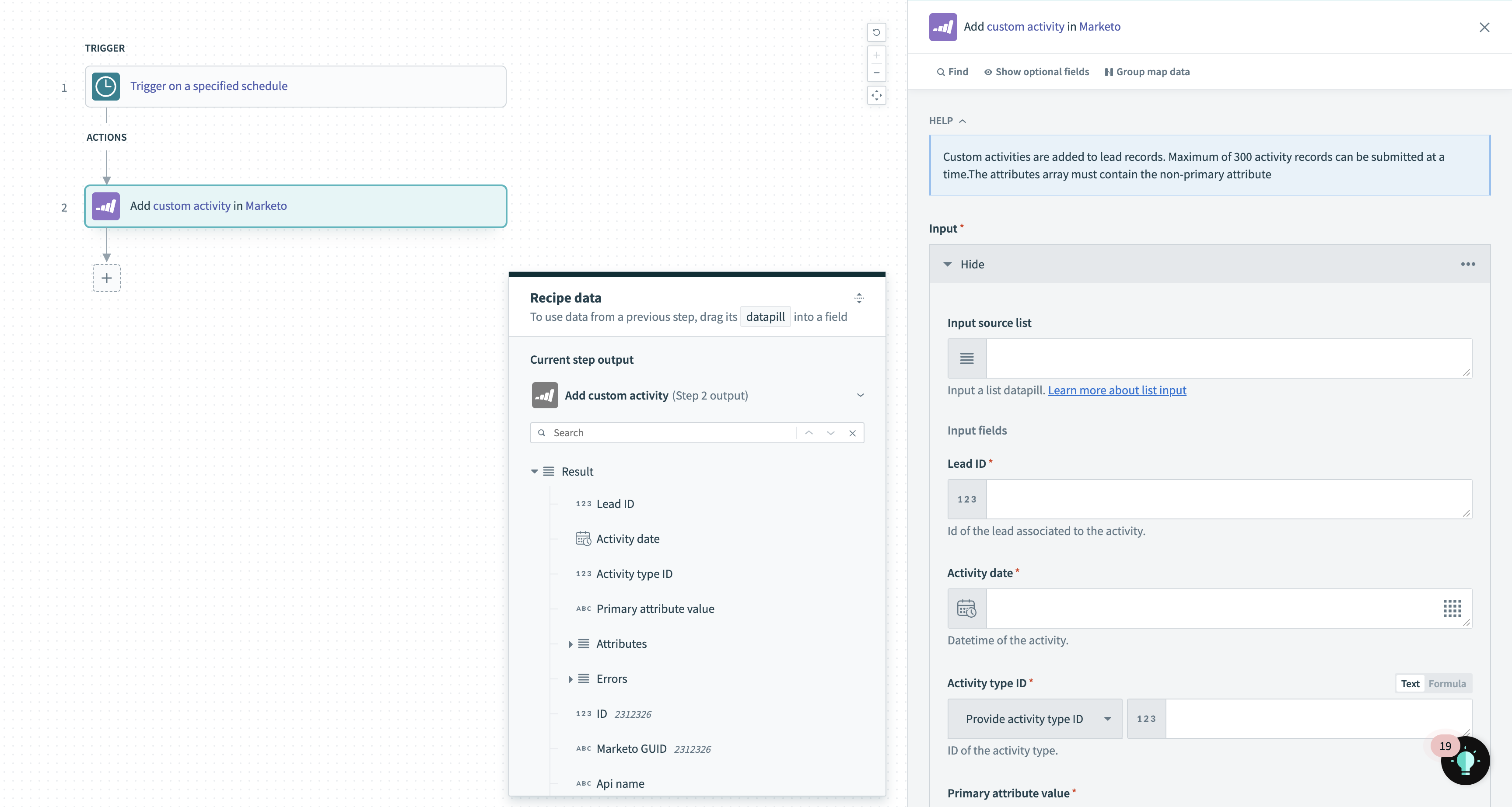 カスタムアクティビティ追加アクション