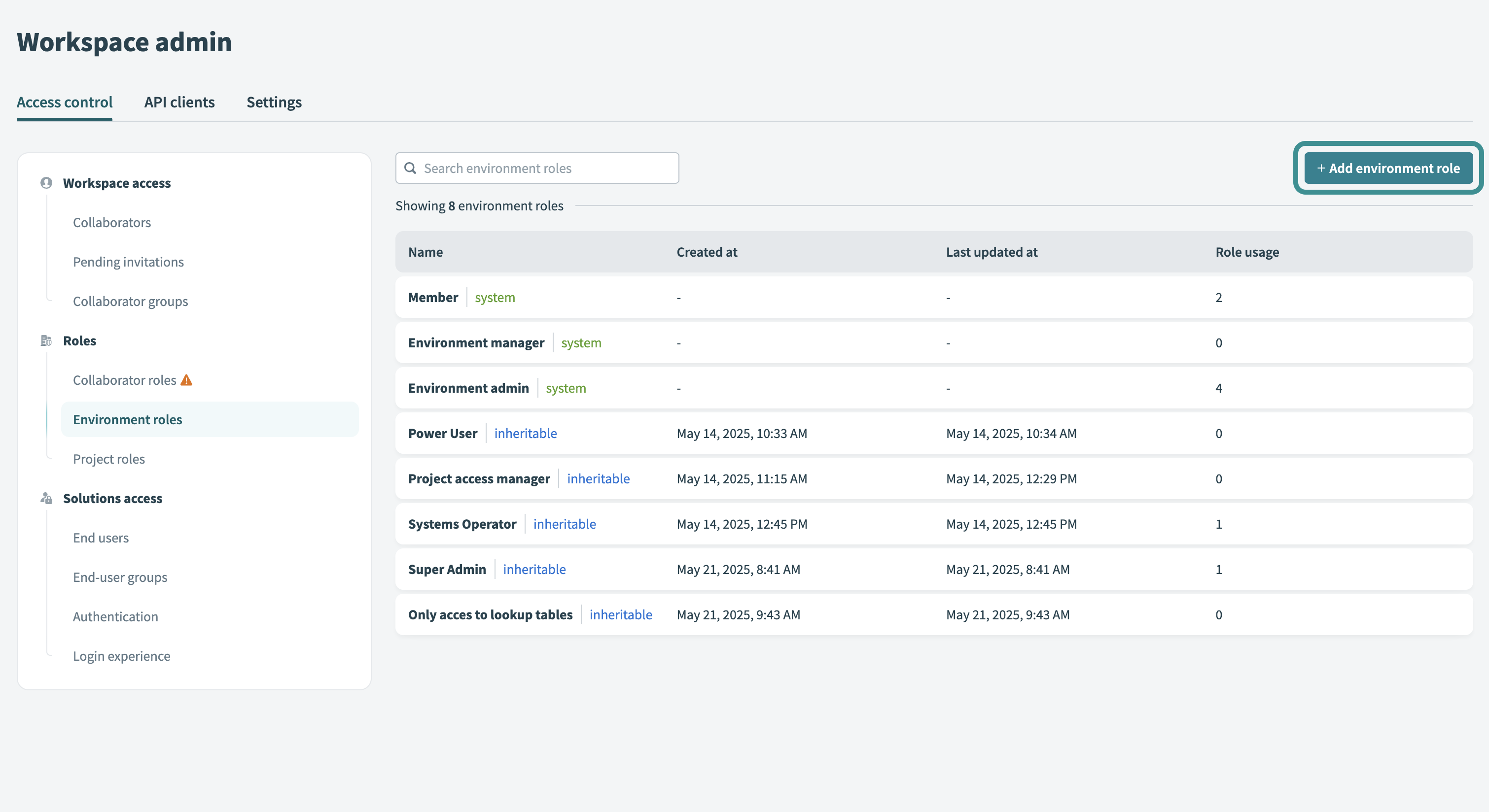 Add an environment role