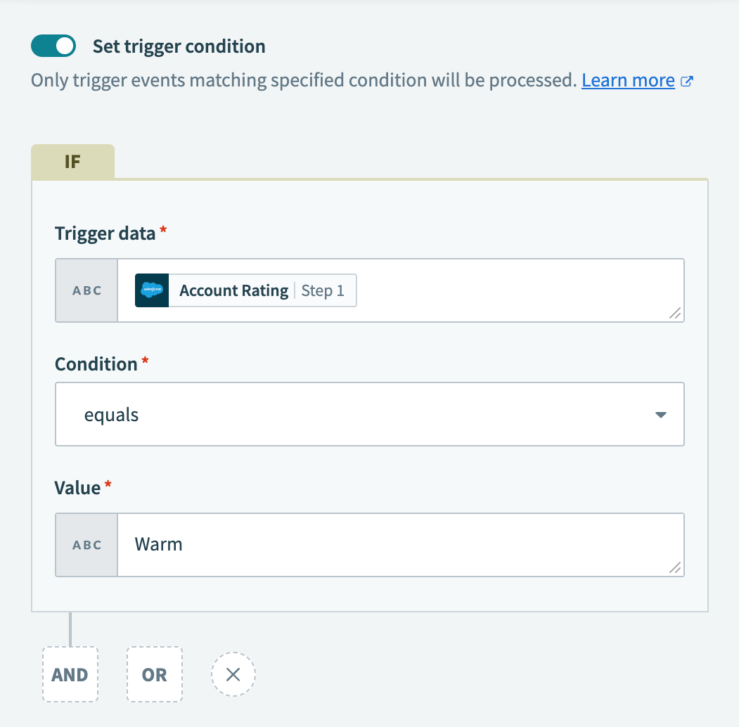 Adding trigger filter