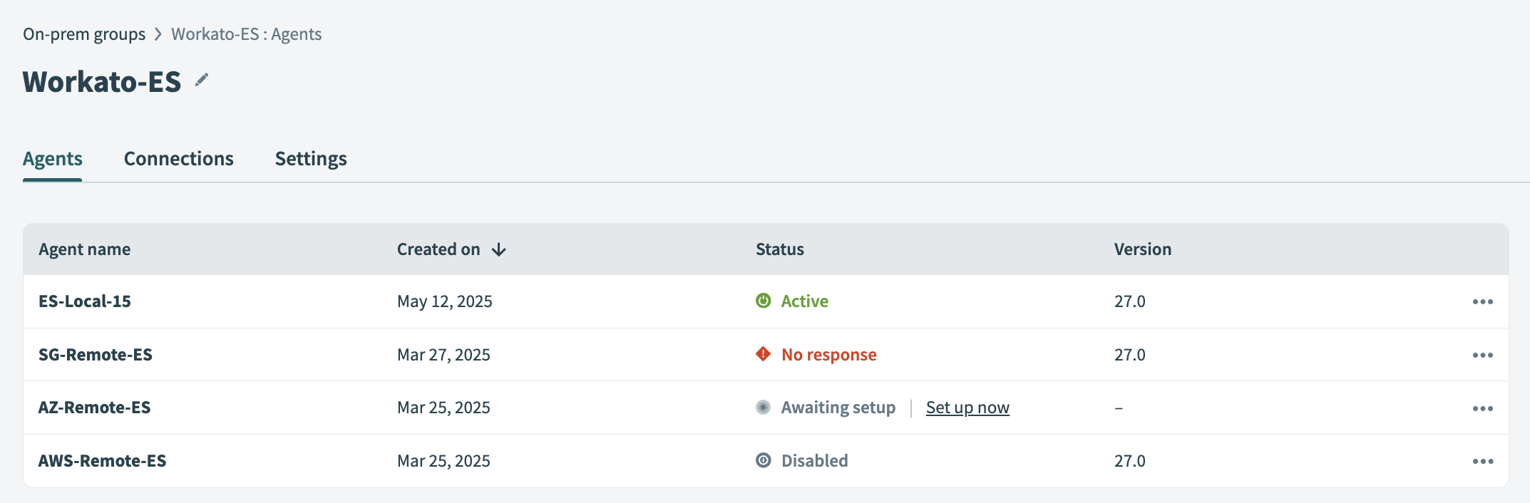 On-prem agents in a group