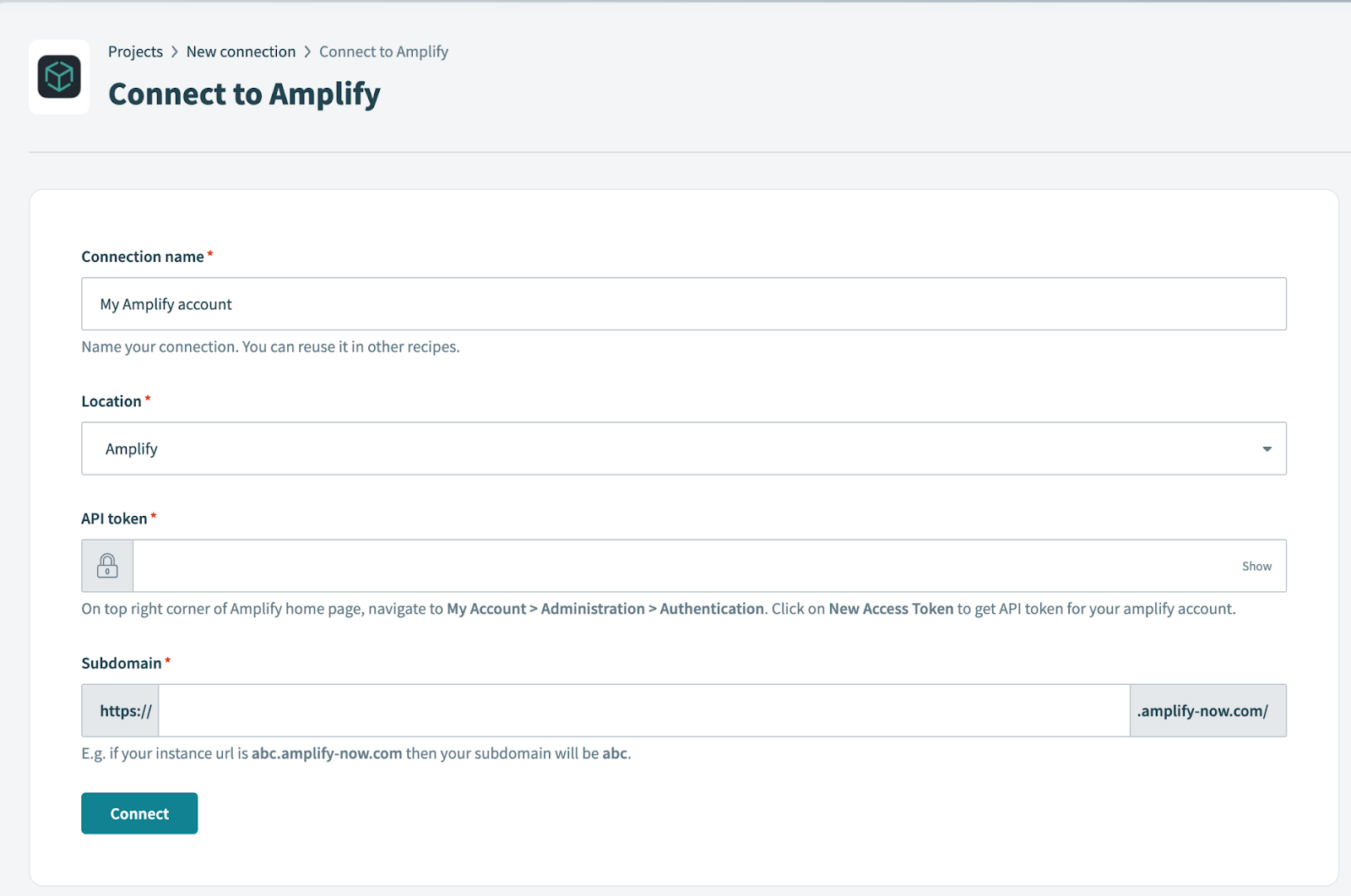 Amplify connection setup