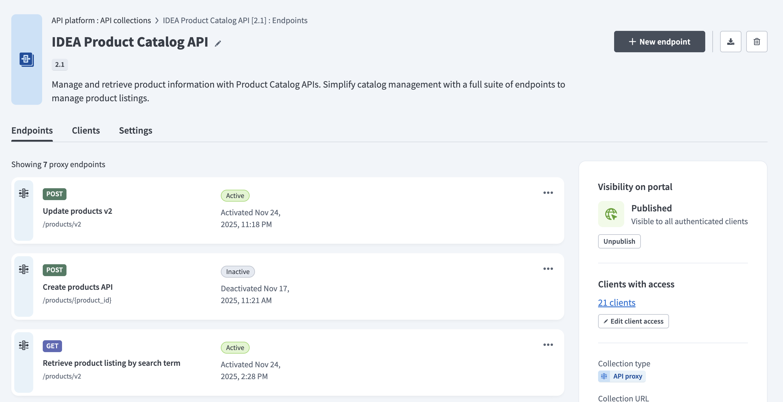 API コレクションの概要
