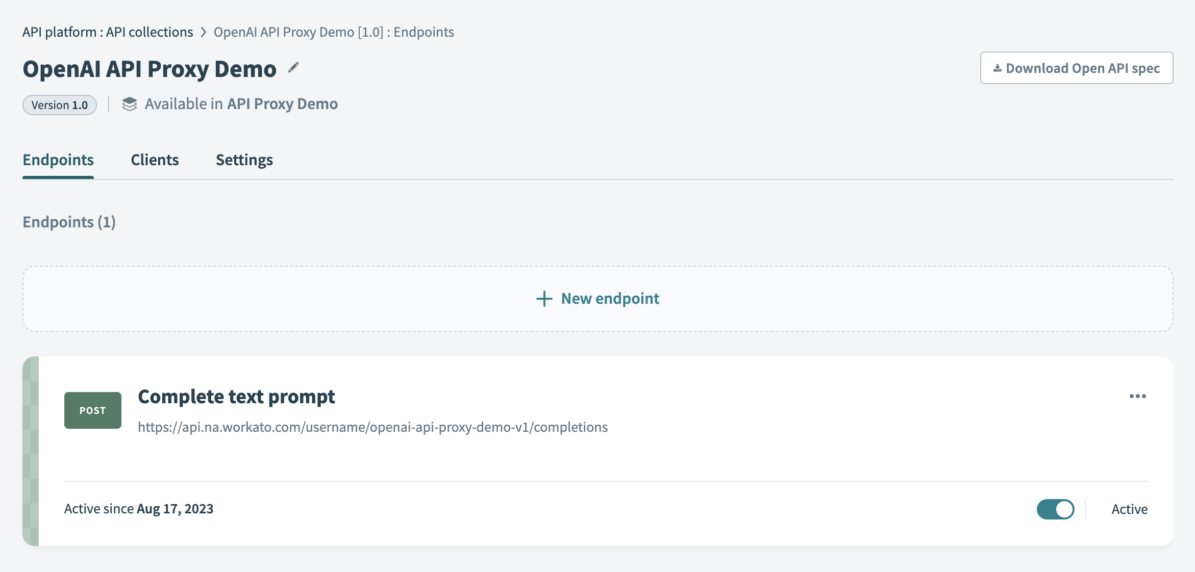 API collection Overview