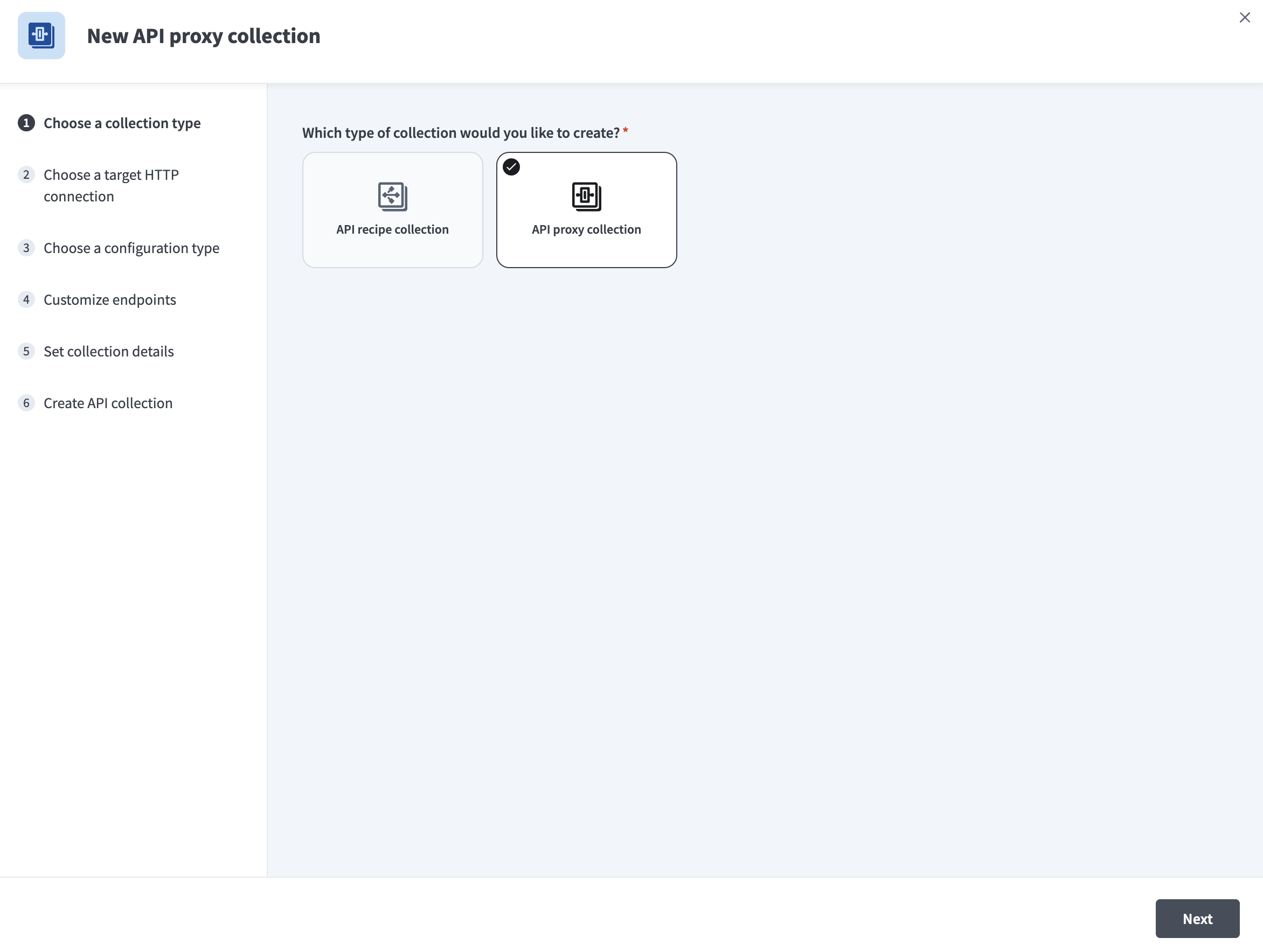API collections page
