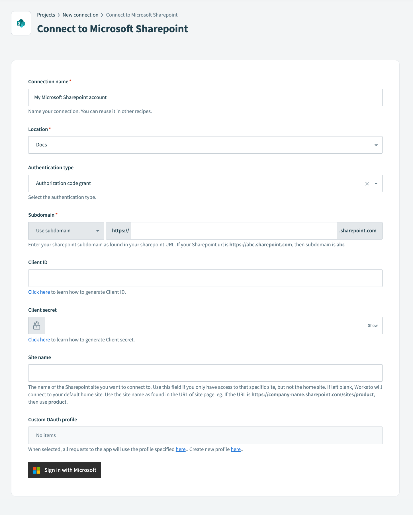 Connect to SharePoint