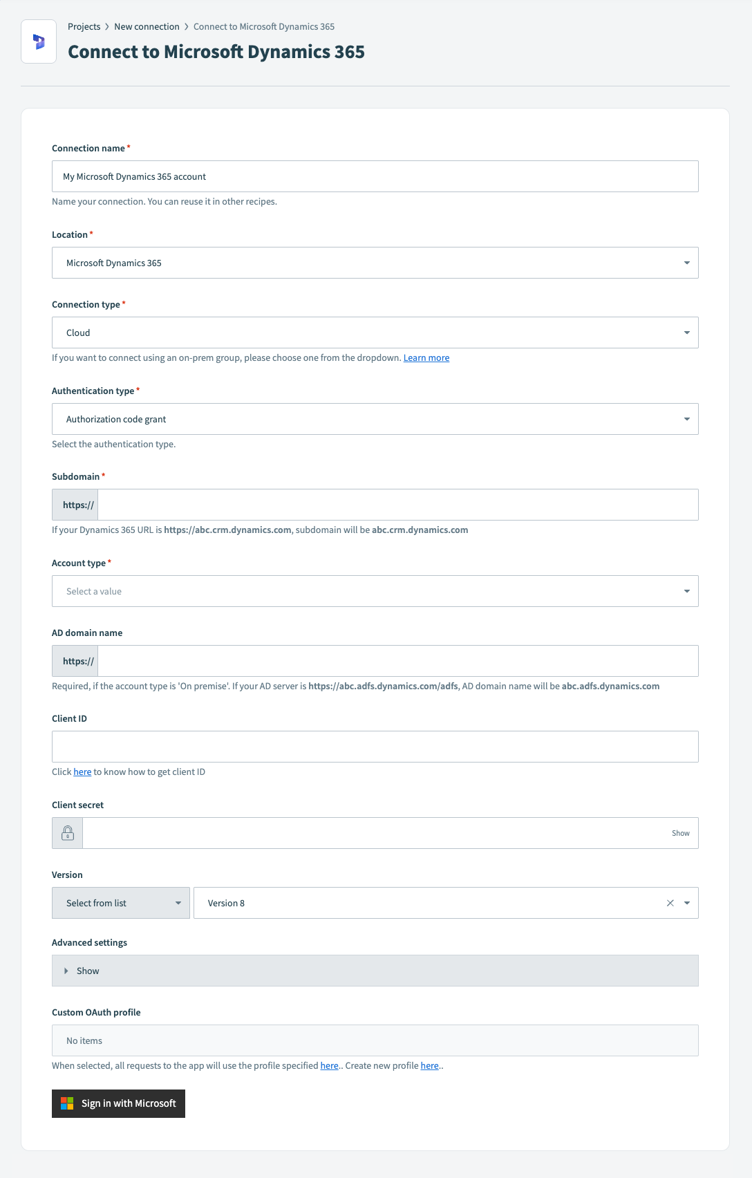 Connect to Microsoft Dynamics 365