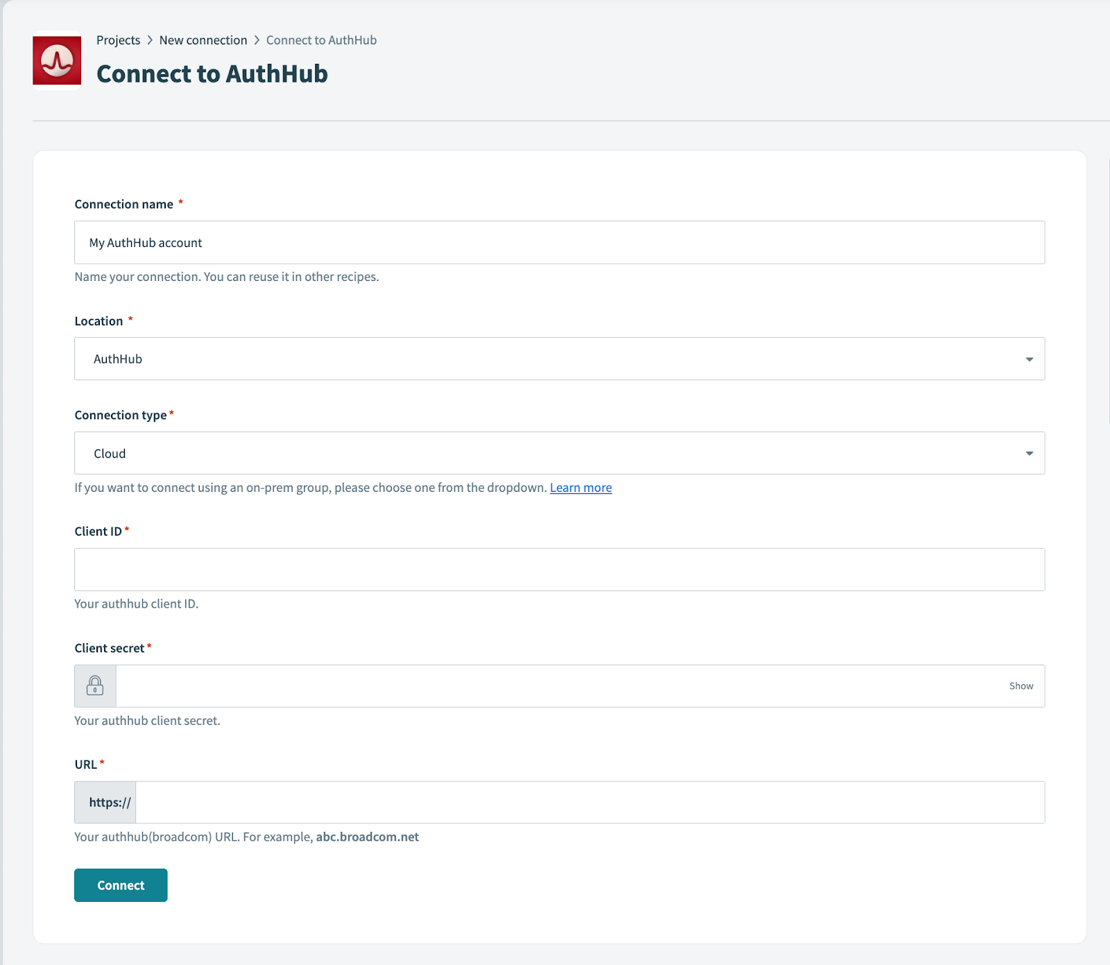 AuthHub connection setup
