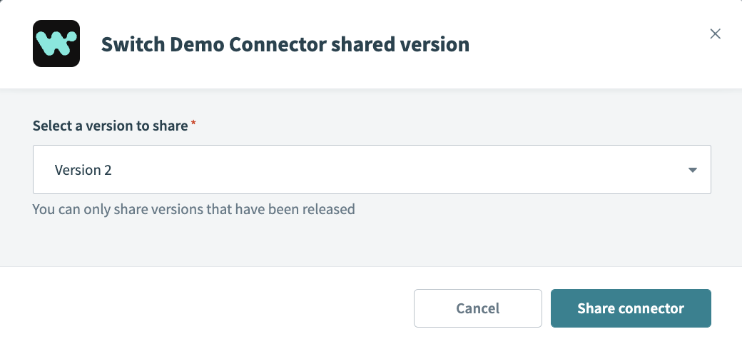 Switch shared version modal