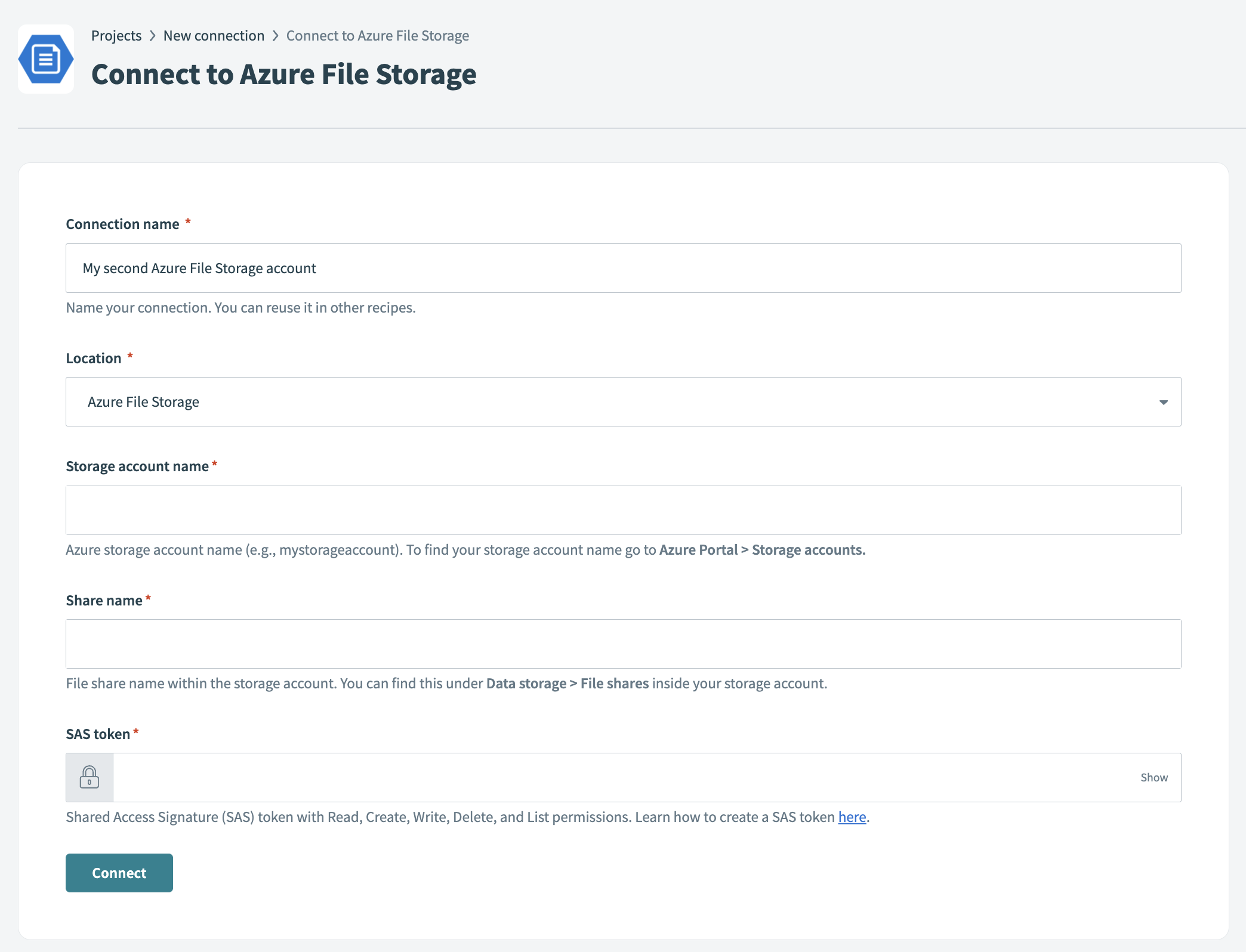 Azure File Storage Connection