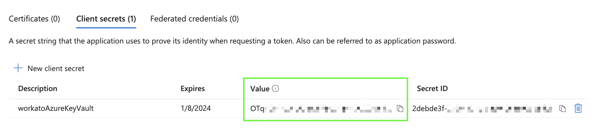 シークレットの値をコピー