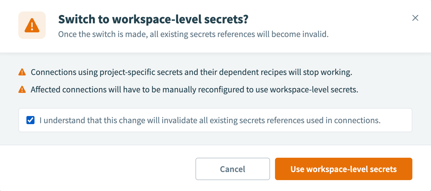 Use workspace-level secrets