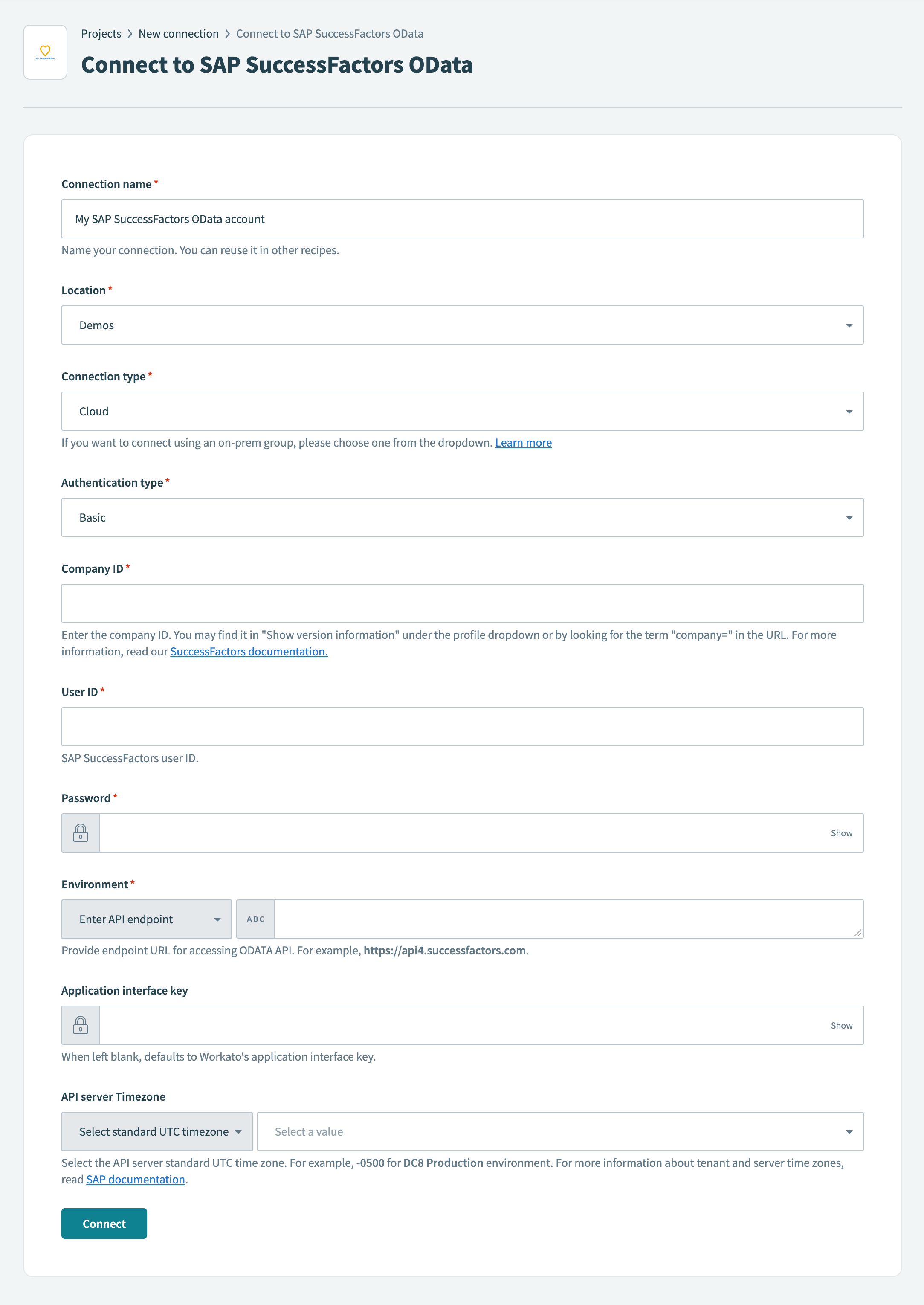 Connect to SAP SuccessFactors