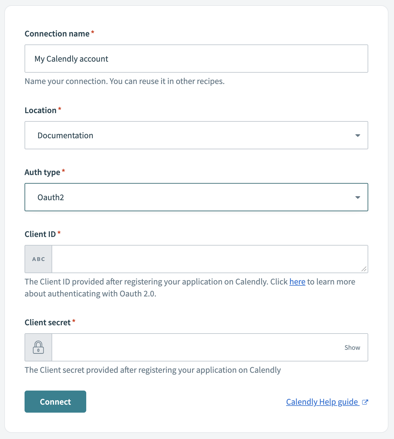 Connect to Calendly using OAuth 2.0 authentication