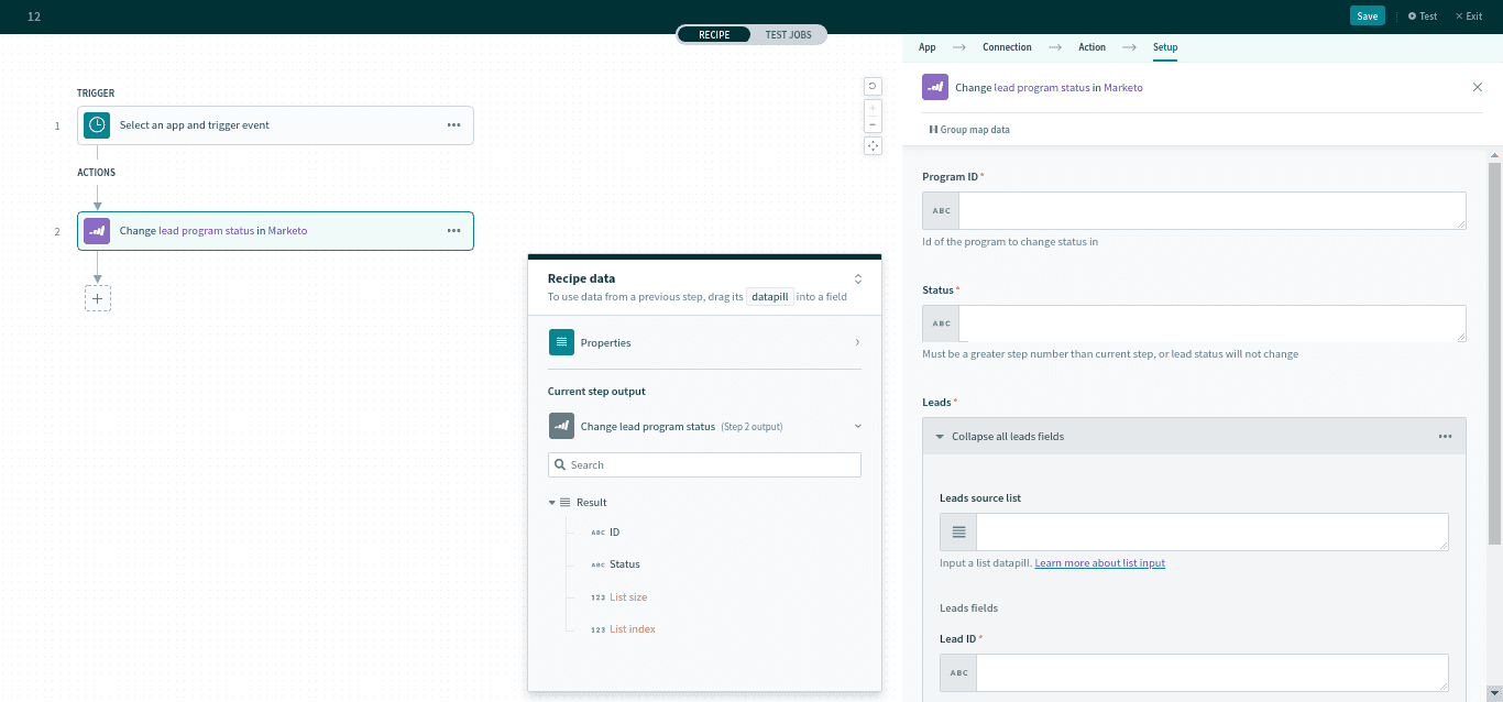 リードプログラムステータスの変更アクション