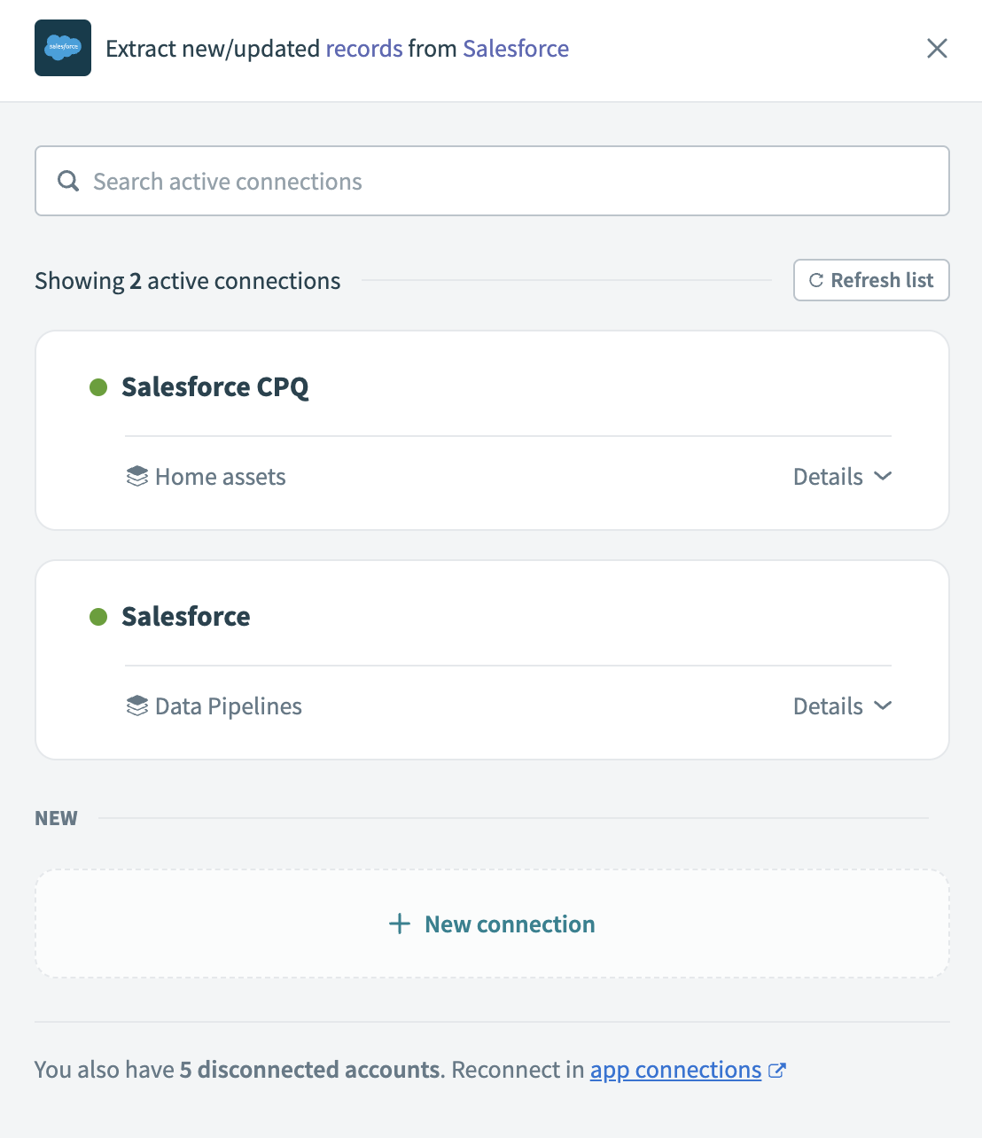 Choose a Salesforce connection