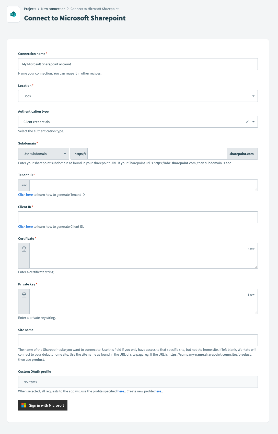 Connect to SharePoint