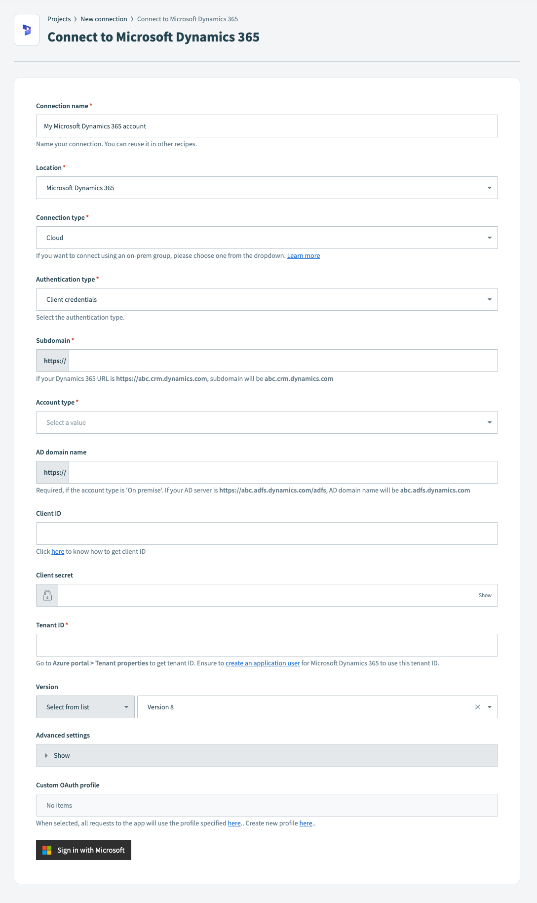 Connect to Microsoft Dynamics 365