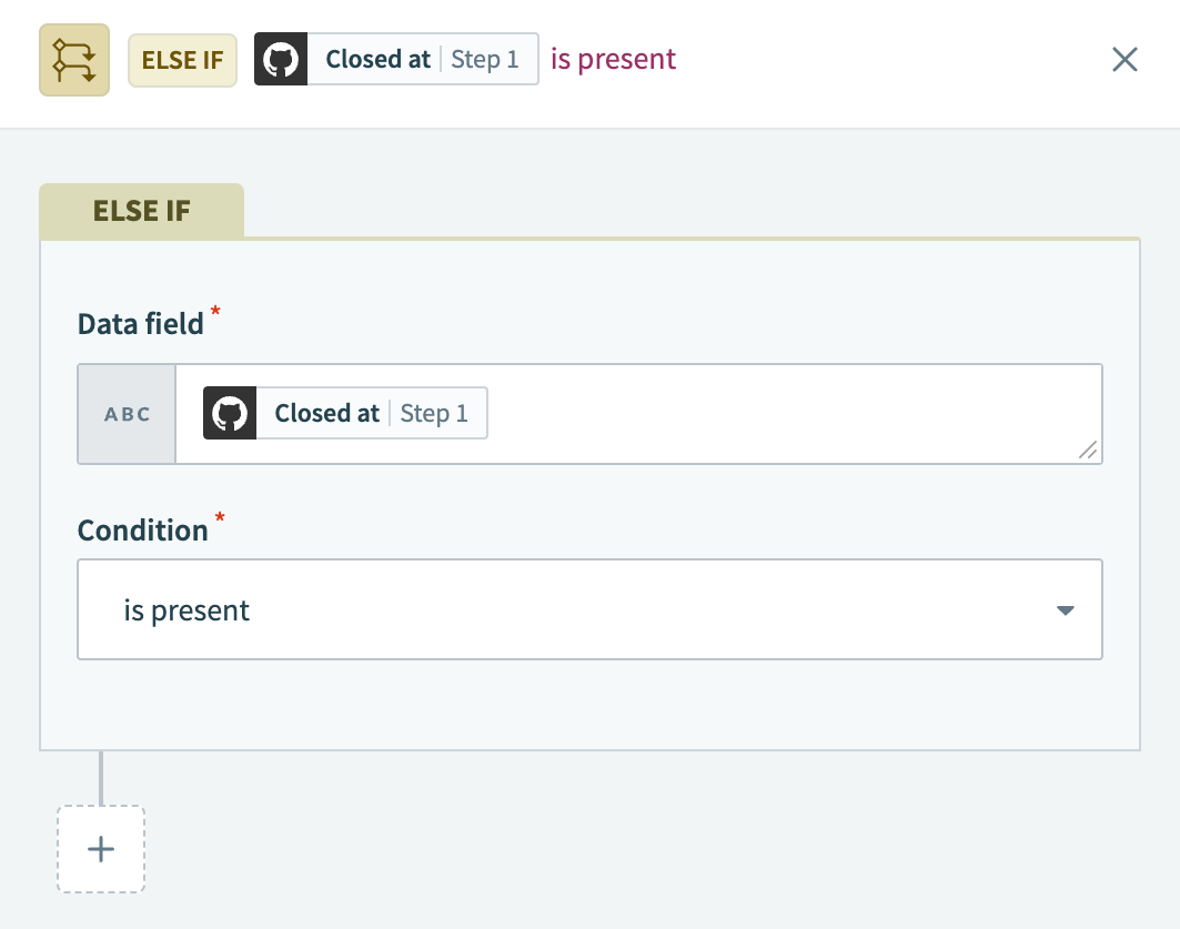 ELSE IF condition configuration