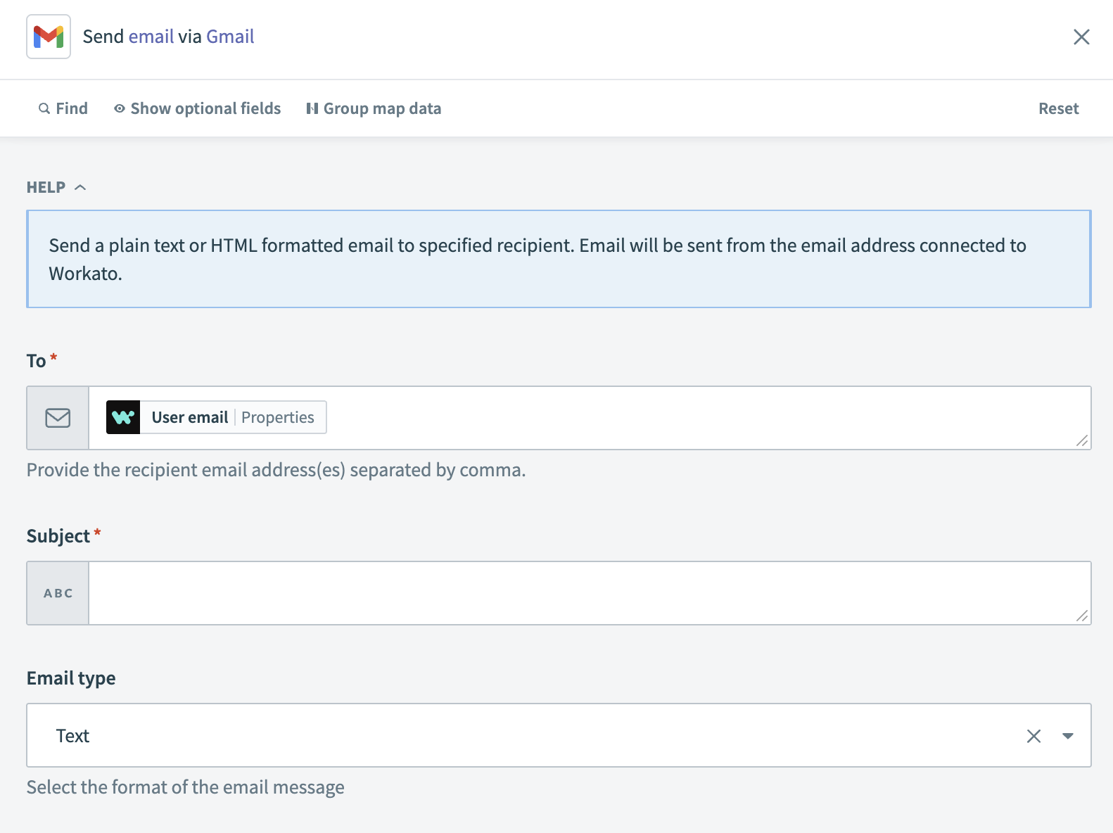 Configure your Gmail action